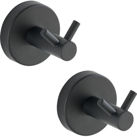 Crochet mural WENKO patère noire Bosio black inox 2 pièces 5,5 cm patère salle de bain crochet mural noir patère murale inox crochet mural design pour un rangement élégant dans votre salle de bain