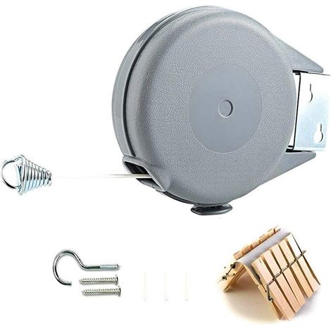 Corde à linge rétractable de 15 mètres, charge maximale de 13,6 kg, corde à linge portable pour le camping. (1/5)
