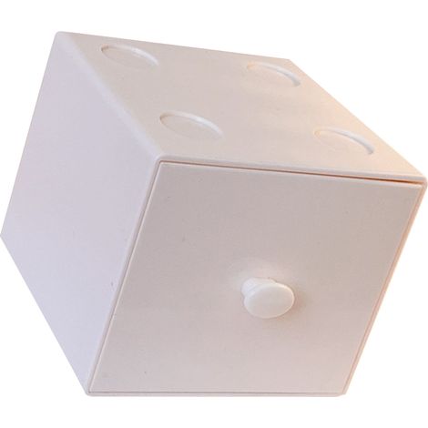 Boîte de rangement bureau en plastique empilable, organiseur carré avec tiroir pour fournitures de bureau, accessoires maison, trombones, blanc (1/5)
