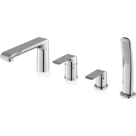 Ravak Flat - Grifo para el borde de bañera, 4 orificios, cromo X070120 (1/3)