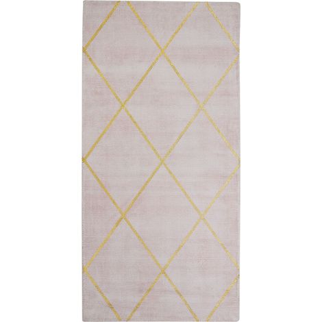 Tappeto in viscosa con motivo geometrico rosa e oro 80 x 150 cm Atike (1/5)