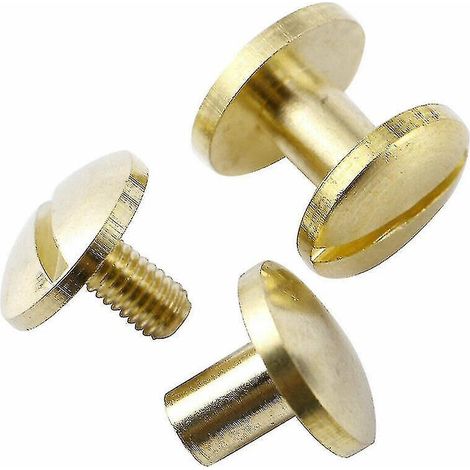 10x Vis à boucle pour ceinture arquée, clou Chicago pour artisanat du cuir, rivet en laiton massif à tête pleine, 4-10 mm-6 mm (1/5)