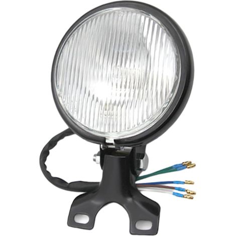 Vintage Metal Motorcycle Headlight, High and Low Beam with Waterproof Aluminum Housing for Retro Bobber Cruiser Modifications (White/Black Lens) (1/5)