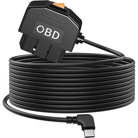 3.5 m OBD Power Cable for On-Board Camera Type C OBD2.12V-36V Dashcam Wiring Kit Adapter 90° USB C Charging Connector 5V/3A with Switch (1/5)