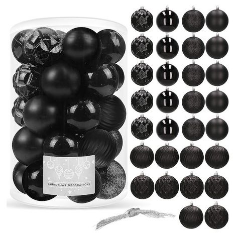 Weihnachtsbaumkugeln aus Kunststoff 30 Stk. 8 cm  schwarz