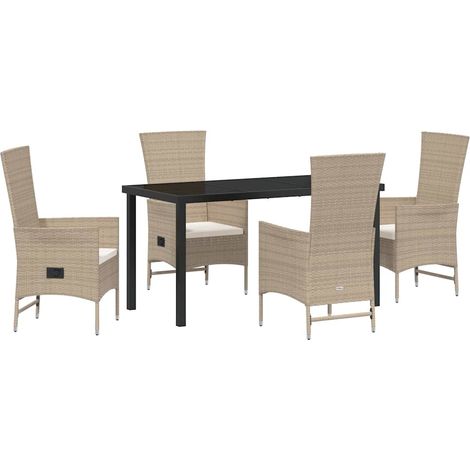 Maison Exclusive - Set da Pranzo per Giardino con cuscino 5 pcs Beige polyrattan (1/5)