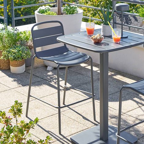 Chaise haute de jardin Alegoria empilable gris graphite - Hespéride