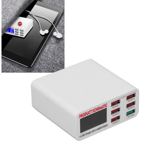 Chargeur rapide intelligent multiport USB QC3.0, 110-240 V CA (1/5)