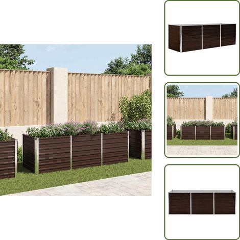 Garten-Hochbeet Braun 240 x 80 x 77 cm Verzinkter Stahl - Gartenhochbeet - Metallhochbeet - Balkonbepflanzung - Terrasse Bepflanzung - Gemüsegarten (1/5)