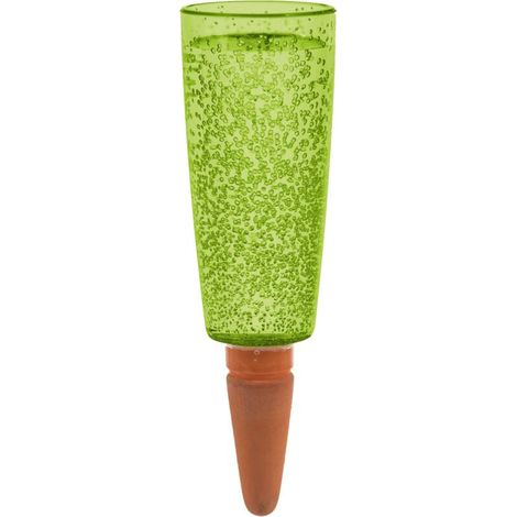 1 x vert - Capacité de 150 ml - Petite boule d'irrigation avec pied d'argile - Distributeur d'eau pour plantes et fleurs - Tige en terre cuite