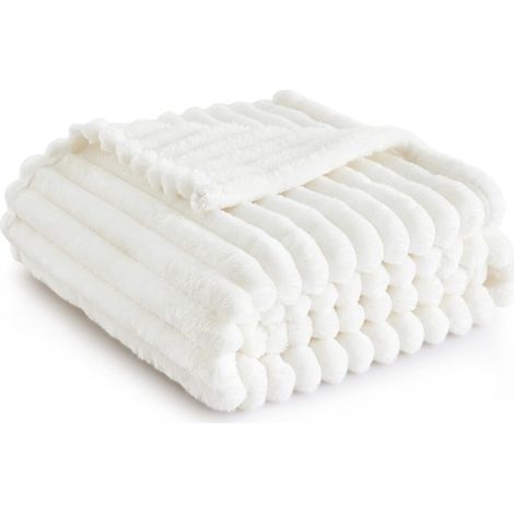 Couverture polaire blanche pour canapé - Couverture ultra douce et confortable pour femmes, jolie couverture pour filles, 100 x 150 cm (1/5)
