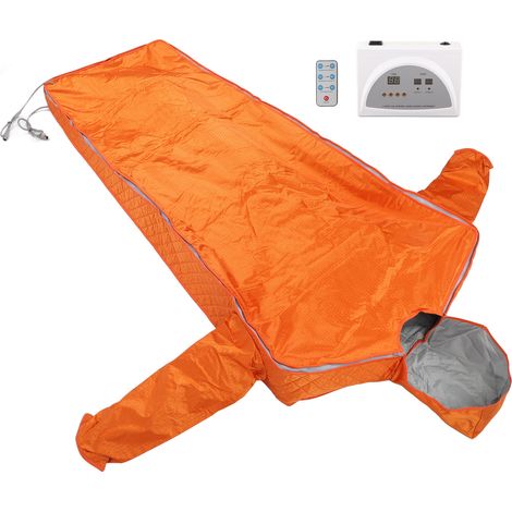 Couverture de sauna infrarouge lointain, déshumidification renforcée, couverture de détoxification pour sauna à domicile avec manches et bonnet, 650 W, orange, avec alarme, UE 220 V (1/5)