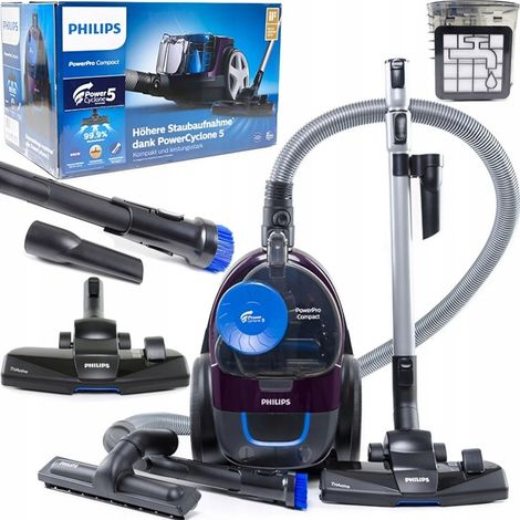 Aspiradora sin bolsa Philips PowerPro con filtro HEPA ciclónico potente, 900 W, 1,5 l