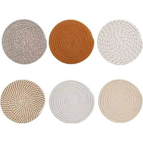 Sottobicchieri in cotone - Resistenti al calore - Set da 6 pezzi - 18 cm - Altamente assorbenti