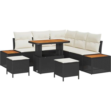 Maison Exclusive - Gartensofa-set mit Kissen 8 pcs Schwarz Poly R