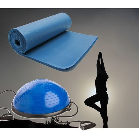 Tapis De Sol 180 cm Bleu Et Ballon D'Équilibre Idéal Pour Yoga, Balance & Proprioception (1/5)