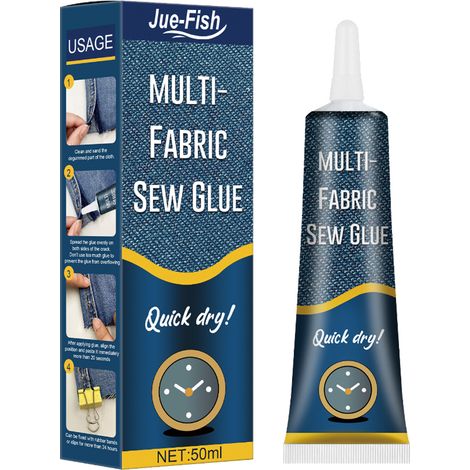 Jue-Fish Colle à tissu pour réparations – Colle spéciale pour vêtements, pantalons imprimés, semelles intérieures, jeans troués et tissus (1/5)