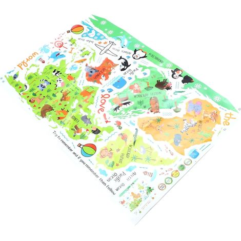 Décoration murale élégante avec carte du monde et animaux (1/5)
