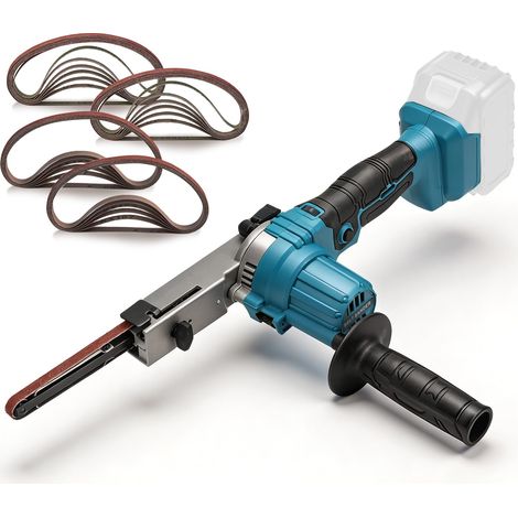 Ponceuse à bande sans fil compatible avec 18 V 9 x 533 mm, 6 vitesses, réglable à 90 °, meuleuse à bande sans balais avec 24 bandes abrasives (40/60/80/120) pour bois, métal et plastique (1/5)