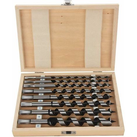Mèche à Bois Hélicoïdal, Lot de 8 pcs Foret à Bois Fraise à Bois Hélicoïdal en Acier au Carbone avec Longueur 230mm Diamètre 6mm 8mm 10mm 12mm 14mm 16mm 18mm 20mm- (1/5)