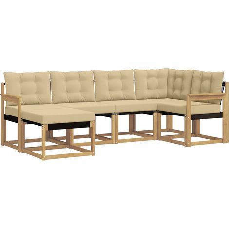 vidaXL Ensemble de canapés d'extérieur 6 pc Blanc et Beige (1/5)