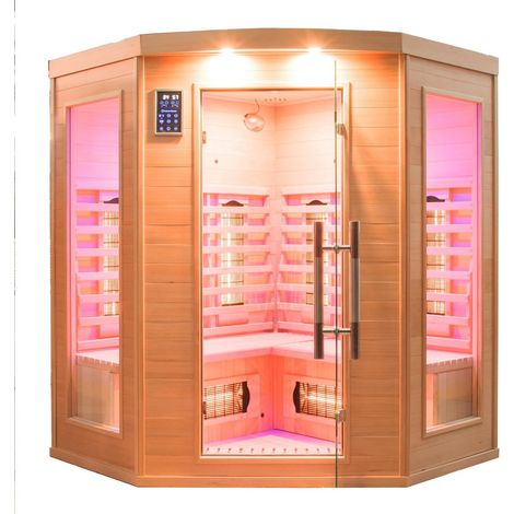 Infrarotsauna Apollon Quarz 3/4-Sitzer eckig - 150 x 150 x 190 cm - Fichtenholz (1/5)