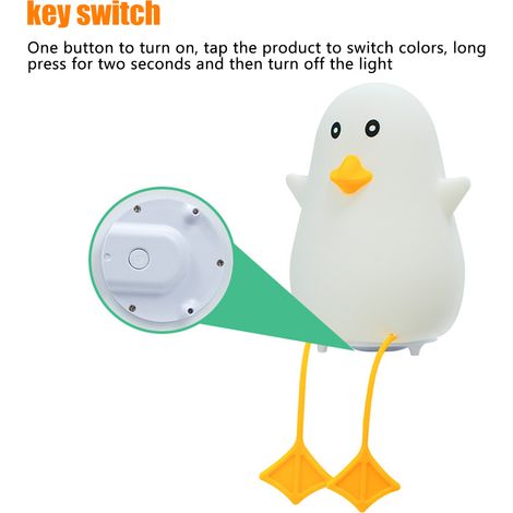 Lampe de chevet LED en silicone, petit canard lumineux RGB à tape, USB, pattes longues, boîte cadeau (1/5)