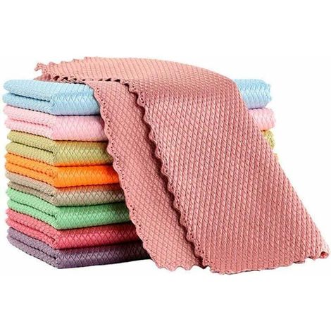 YMYNY Lot Chiffons de Microfibre Chiffons Nettoyage 10 Chiffon Nettoyer en Ecailles de Poisson 25x25cm, pour le Nettoyage des Vitres de Voiture en Verre (1/4)