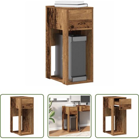 vidaXL Tiroir - Support de tour d'ordinateur avec tiroir vieux bois 30x44x74 cm (1/5)