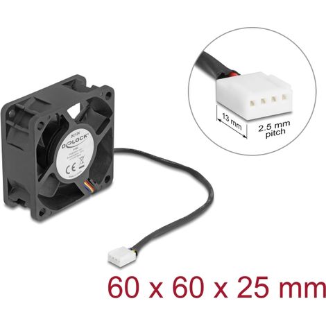 Delock Ventilador axial de 12 V de corriente continua, 60 x 60 x 25 mm negro