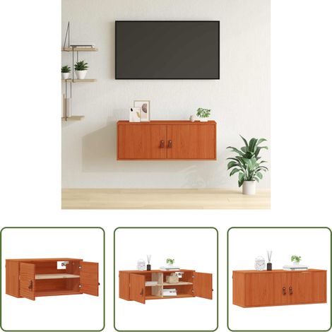 Wandregal - Wandschrank Wachsbraun 80 x 30 x 30 cm Massives Kiefernholz (1/5)