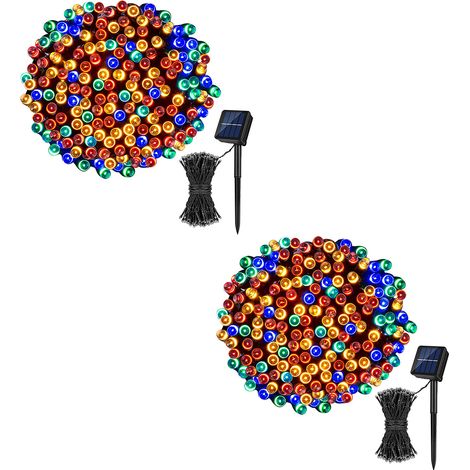 Guirlande Lumineuse Solaire - 100 LED - 8 Modes Éclairage - Étanche IP44 - Pour Jardin Extérieur - Lot de 2 (1/5)