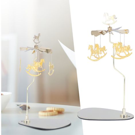 Support Métallique Rotatif pour Bougie Européen Porte-Bougie En Acier Inoxydable avec Plateau Triangle Magnétique pour Décoration Romantique (1/5)