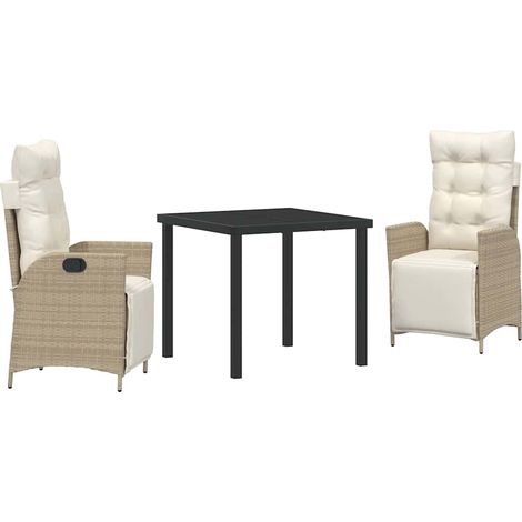 Ensemble de salle à manger pour jardin 3 pcs,Salon de jardin Beige Poly rotin CFW48143 (1/5)