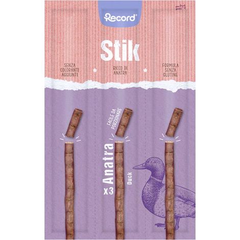 Stik per gatti ricco di anatra con taurina senza glutine e senza coloranti facile da porzionare 30 confezioni da 3x6 g cad.