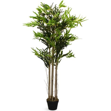 XL Kunstpflanze Bambus im Blumentopf - 150 cm - Deko Pflanze im schwarzen Topf