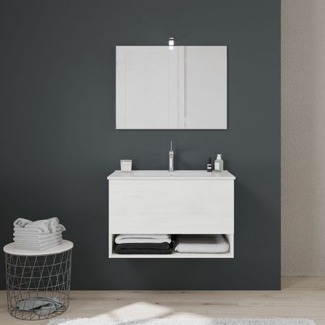Mobile sospeso per bagno cassetto+vano bianco effetto legno  Venezia (1/5)