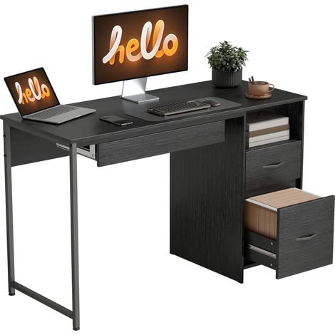 HOMCOM Scrivania Ufficio Salvaspazio, 120x52.3 cm, Nero