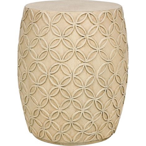 Tavolino in fibra di vetro MgO con piano rotondo a forma di tamburo Macchia UV Ruggine Acqua Resistente al vento Beige chiaro Zogno