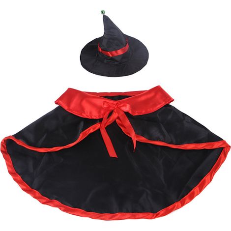 Déguisement d'Halloween pour chat, cape de vampire, chapeau de sorcière, accessoires de déguisement ajustables pour animaux de compagnie, cape et costume pour chat, lapin et petits animaux (1/5)