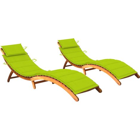 Set di 2 sdraio sedia a sdraio prendisole lettino da giardino terrazza mobile da esterno con cuscini legno massello di acacia 020012066
