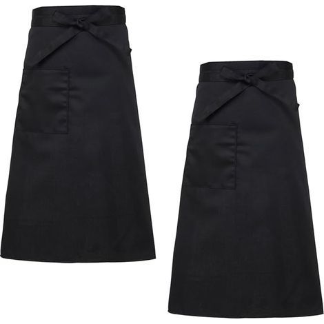 2 Pièces Tablier Noir Serveur, Catering Apron Half, Tablier Serveur Restaurant pour la Cuisine, Chef Tabliers Hommes et Femmes, 70x70cm, pour Bistro, Restaurant, Café, Pâtisserie, Peinture (1/5)