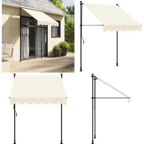 Markise Einziehbar Creme 150x150 cm Stoff und Stahl - Markise - Einziehbare Markise - Gartendekoration - Sonnenschutz - Outdoor Möbel - Home & Living (1/5)