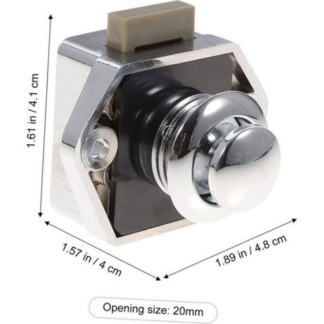 Verrou bouton poussoir - Lot 6 - Pour placard caravane camping-car - Loquet sans clé Aucuneary (1/5)