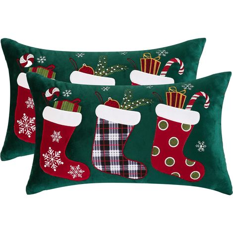 2 Taie d'oreiller 30x50 cm Taie d'oreiller Père Noël ， Taie d'oreiller de Oreiller Chaussettes (1/5)