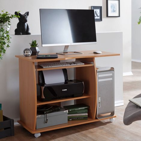 Bureau informatique avec rangements 90x50x71 cm décor chêne (1/5)