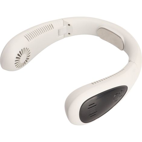 Ventilateur de cou sans pales, rechargeable par USB, sortie d'air à 360°, 3 vitesses réglables, affichage LED, ventilateur portable pour l'extérieur, blanc (1/5)
