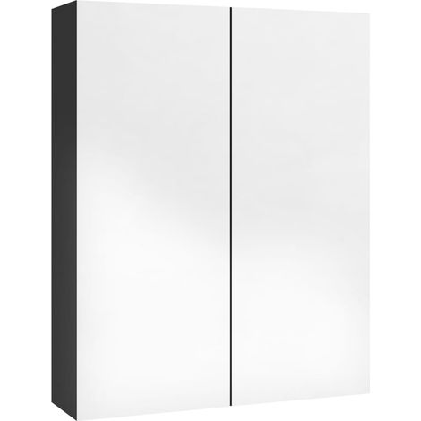 Armoire à miroir de salle de bain 60x15x75 MDF Noir brillant (1/5)