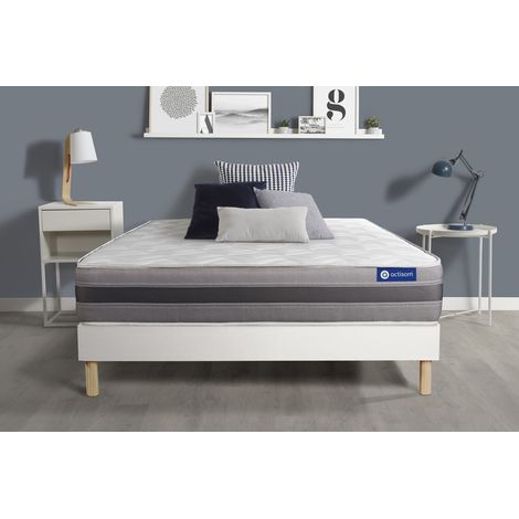 Ensemble matelas ACTIFLEX RELAX Ressorts ensachés + mémoire de forme 90x190 Maxi épaisseur 5zones confort + sommier KIT blanc (1/5)
