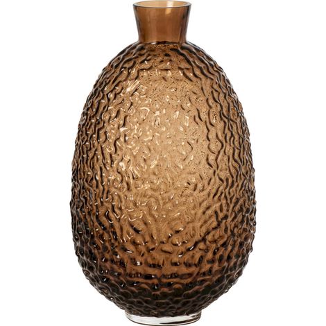 Vase ovale texturé en verre marron - marron (1/2)